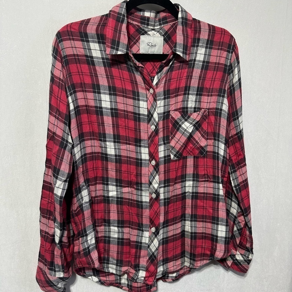 Rails Red Black White Plaid Button-Down Shirt